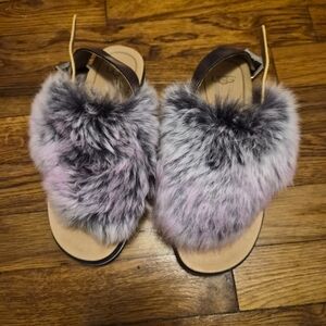 UGG Women's Fluffy Sandals - Pink Purple and Gray